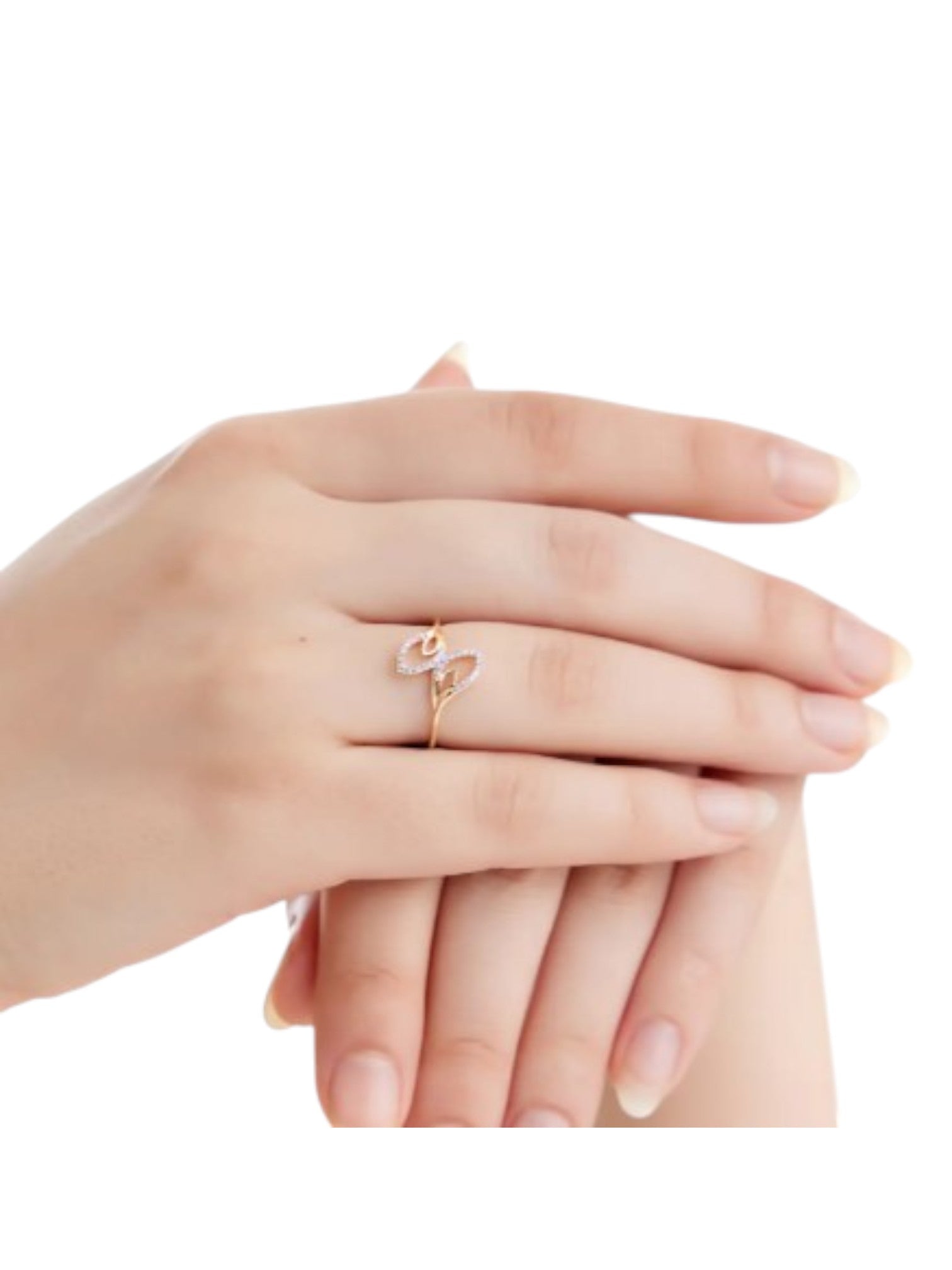 925 Sterling Silver Gold Plated Light Weight CZ Stone Leaf Ring For Women By Kesardeep